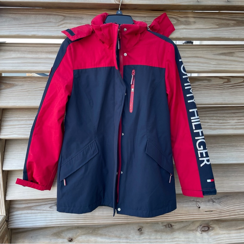 Tommy Hilfiger navy blue red insulated coat Women Small Like New